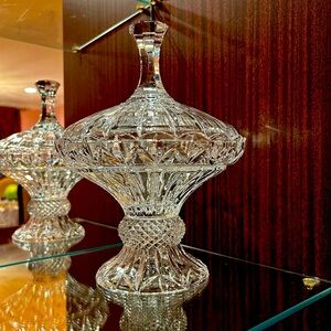 Elegant Crystal Footed Bowl with a Cover
